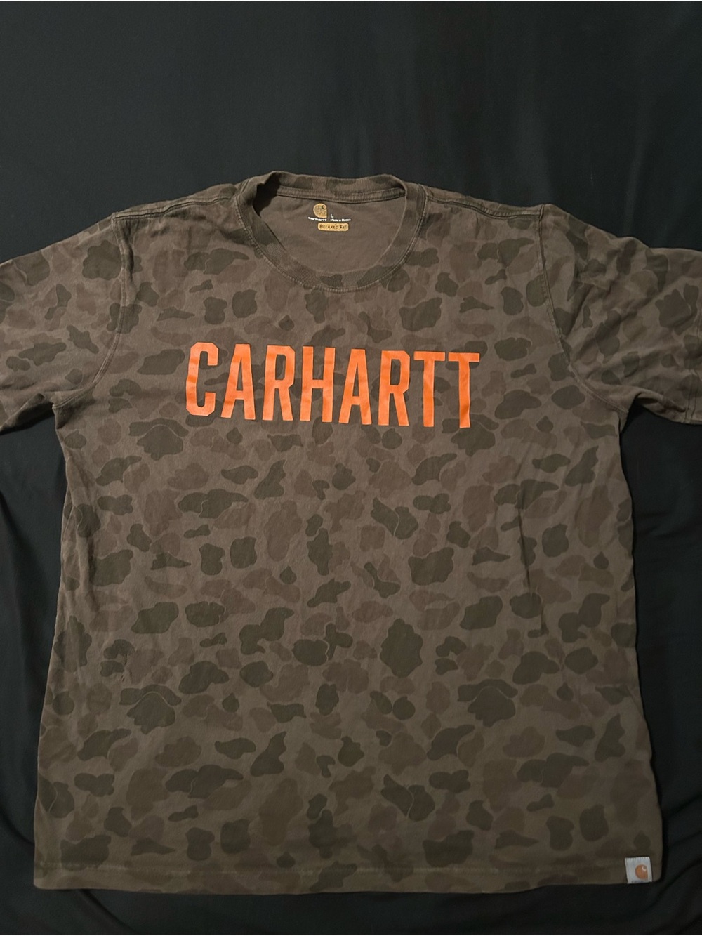 Carhartt Men's Camo Logo T-Shirt with Orange Print